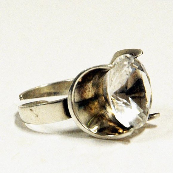 MINT Vintage, MCM, Rock Crystal Stone silver ring by Martti J Hyvärinen, Finland - Picture 11 of 12